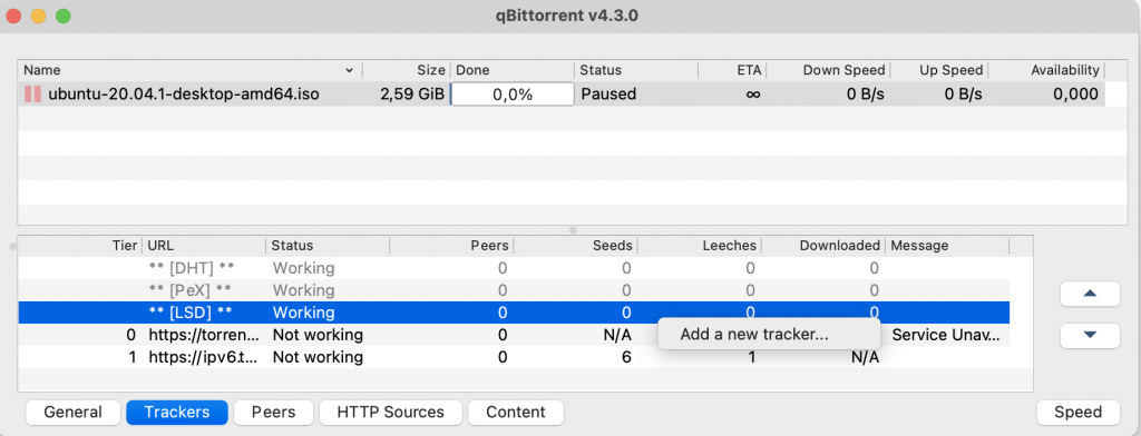 update torrent trackers