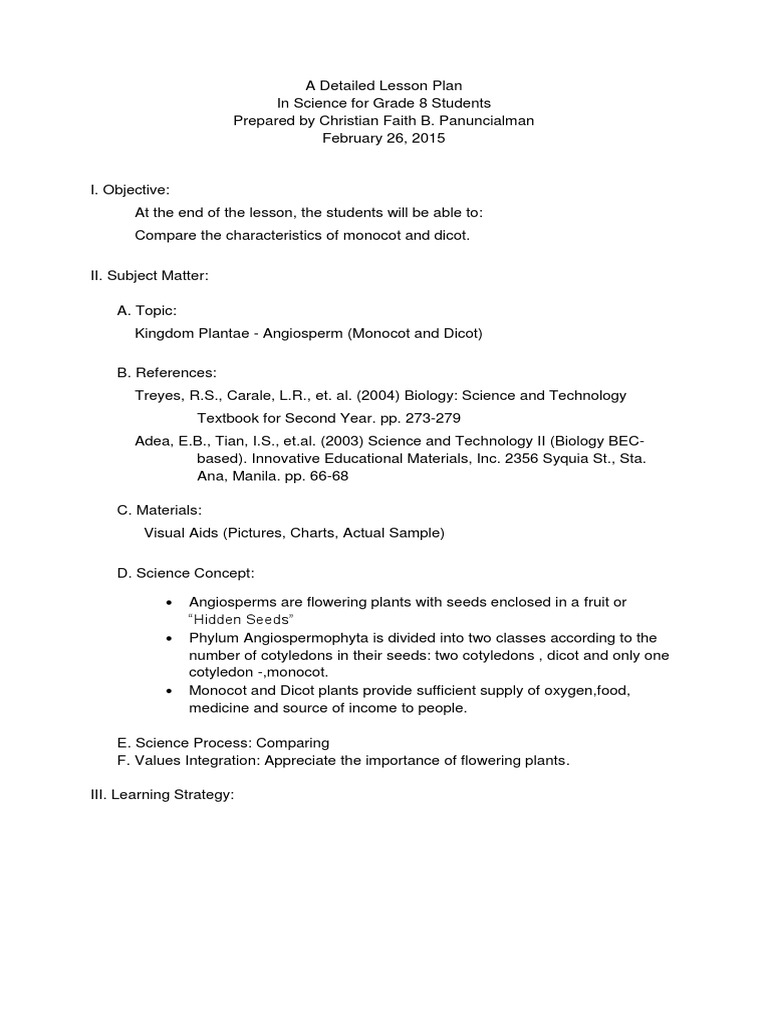 detailed lesson plan in science grade 8 pdf