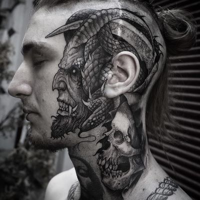 devil neck tattoo