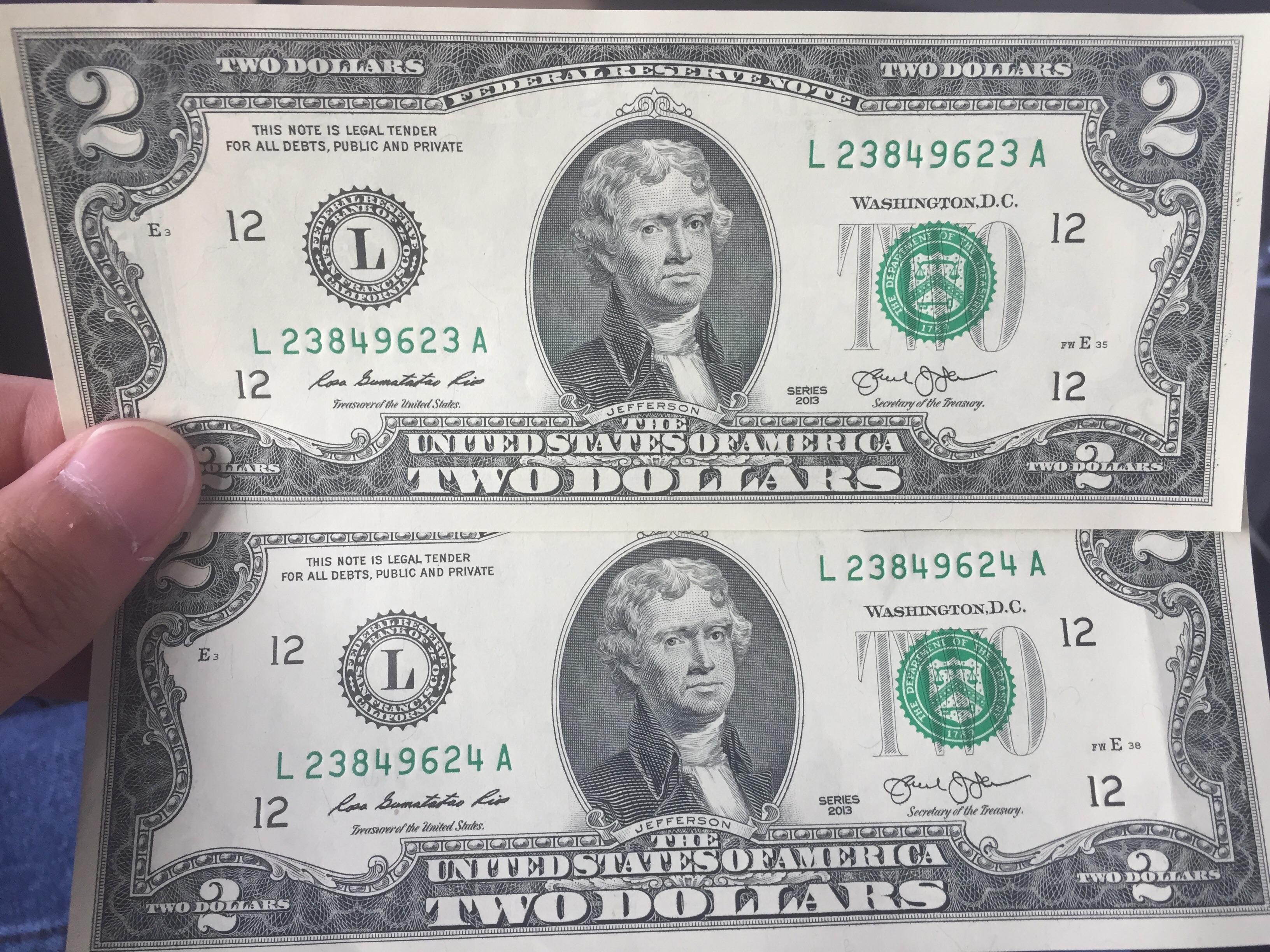 2 dollar bill serial number value lookup