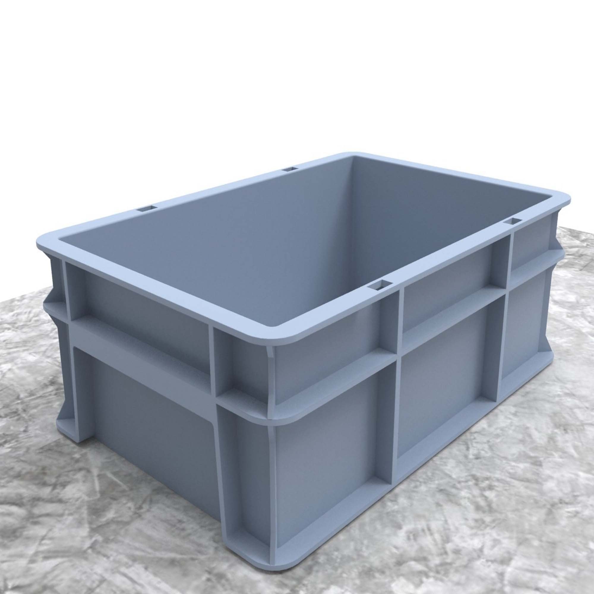 gray plastic bins