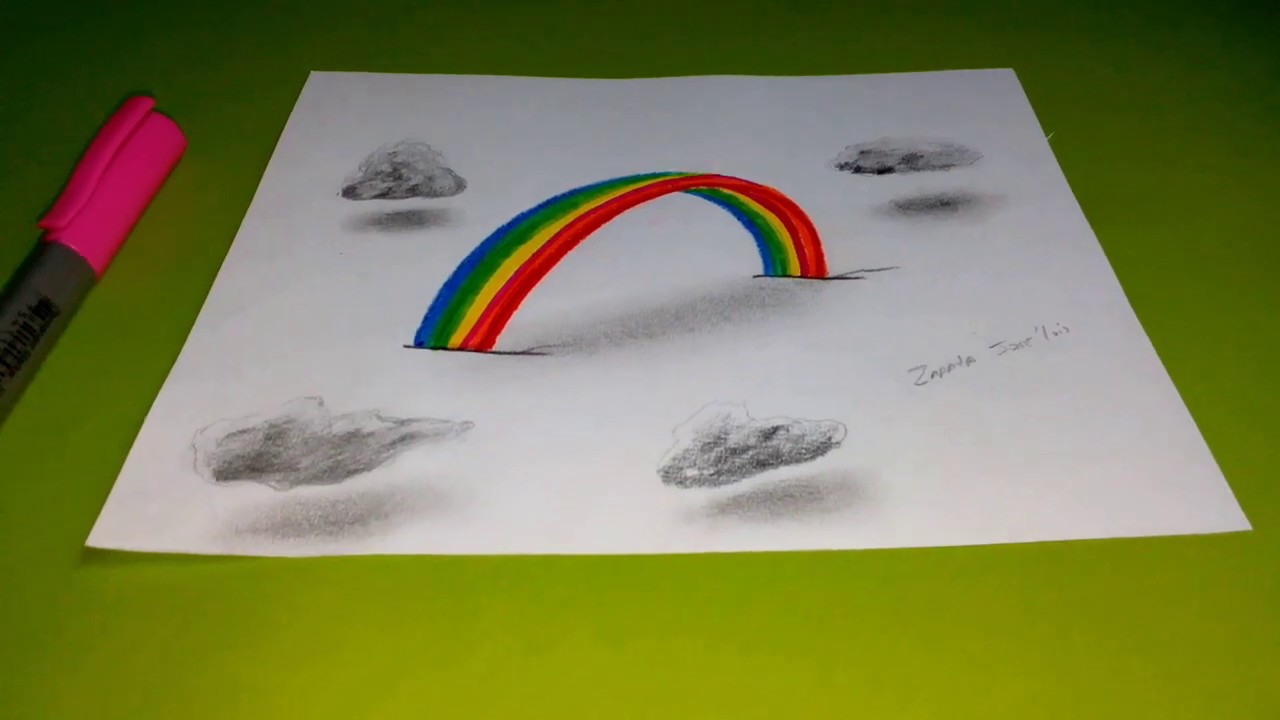 dibujos de arcoiris a lapiz