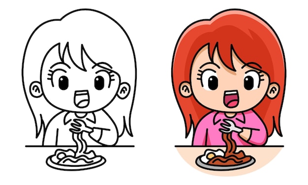 dibujos de niños comiendo para colorear