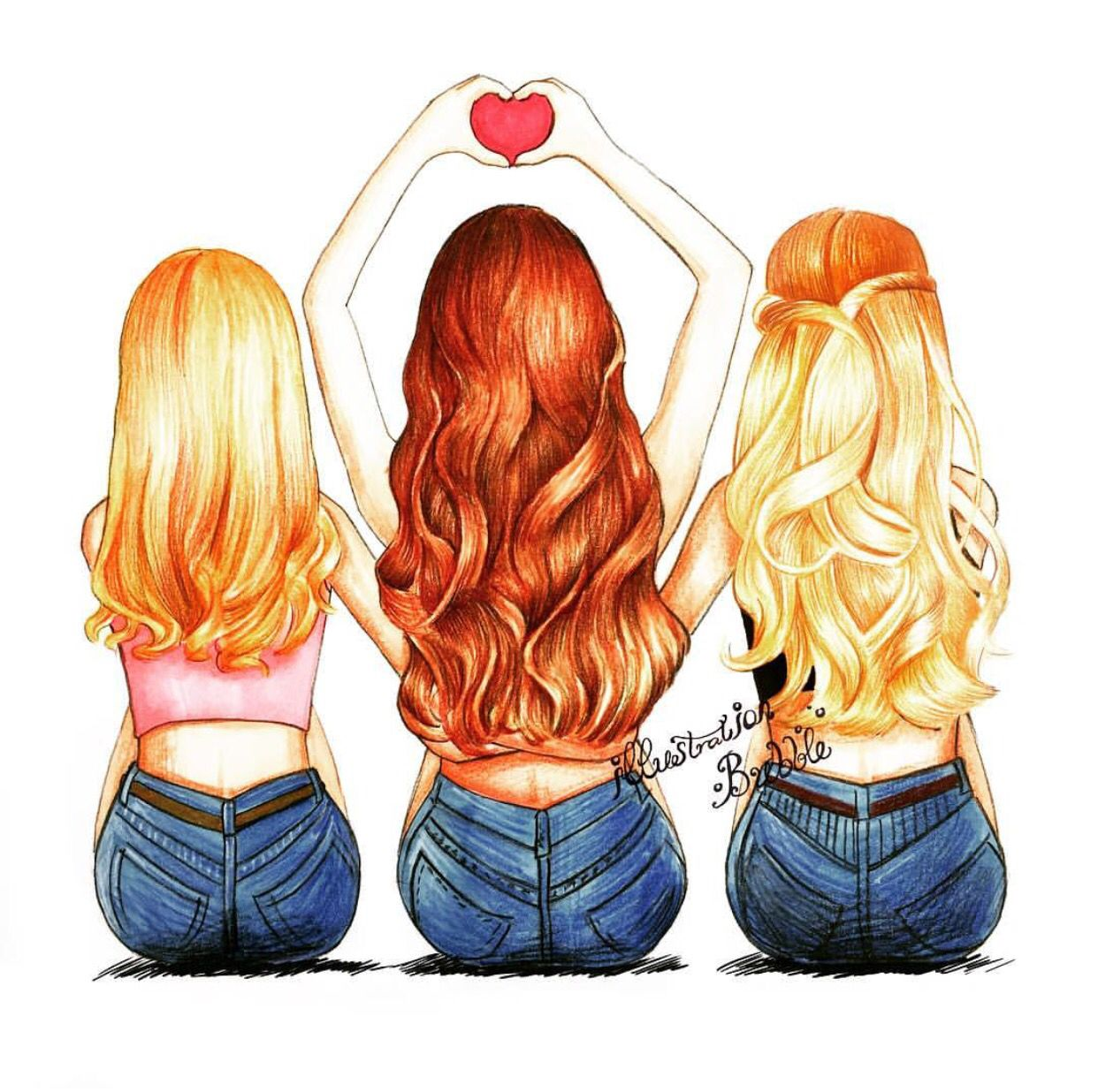 dibujos de tres amigas