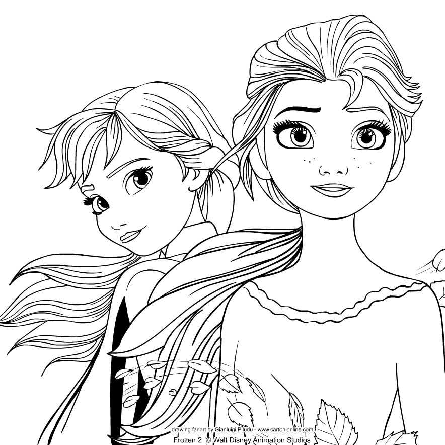 dibujos elsa y anna para colorear