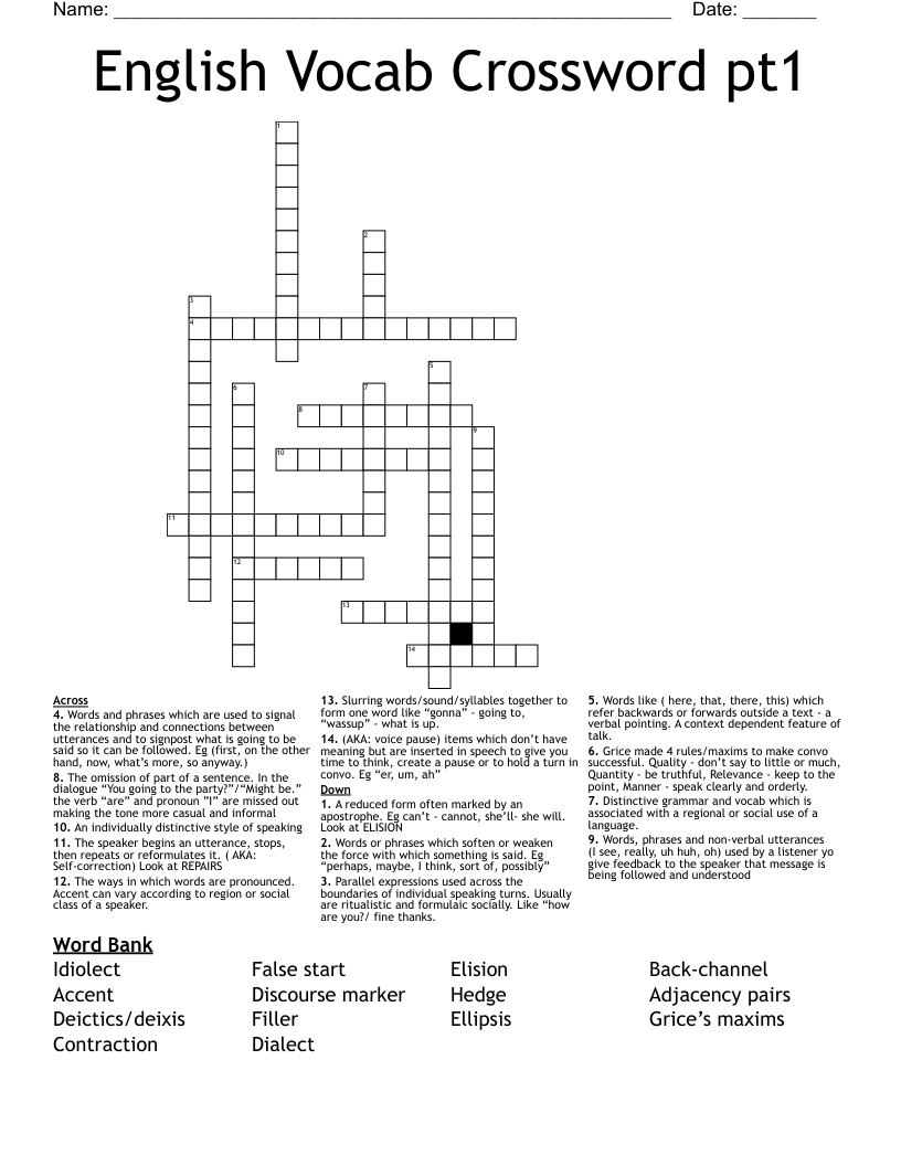 distinctive accent crossword