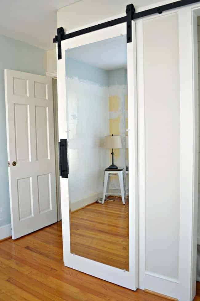 diy barn door with mirror