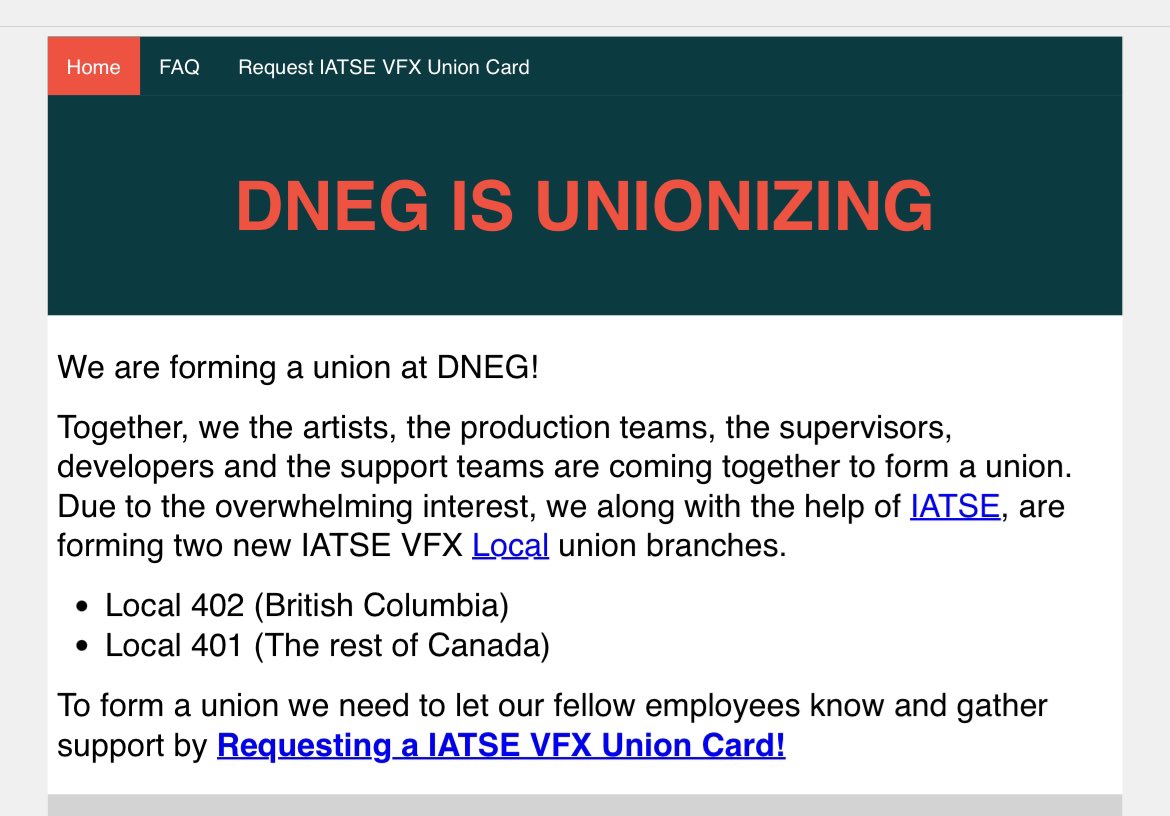 dneg unionizing