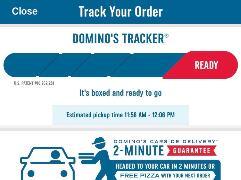 dominos carside delivery