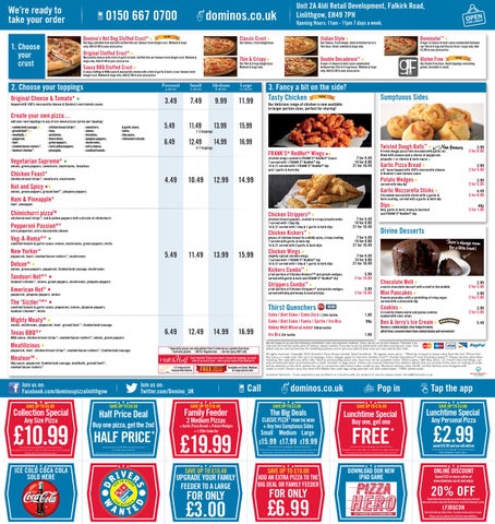 dominos menu uk