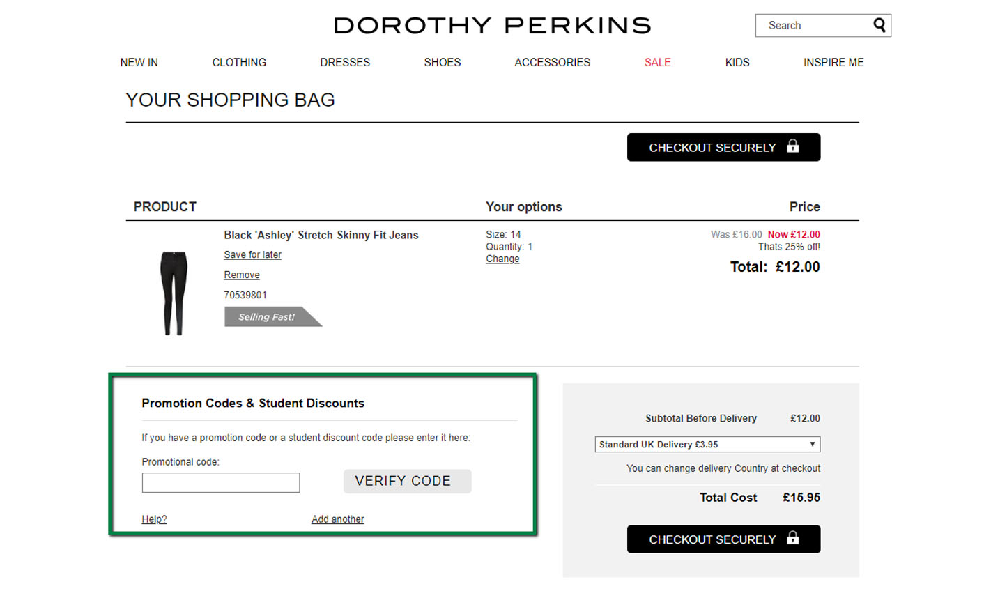 dorothy perkins free delivery promo code