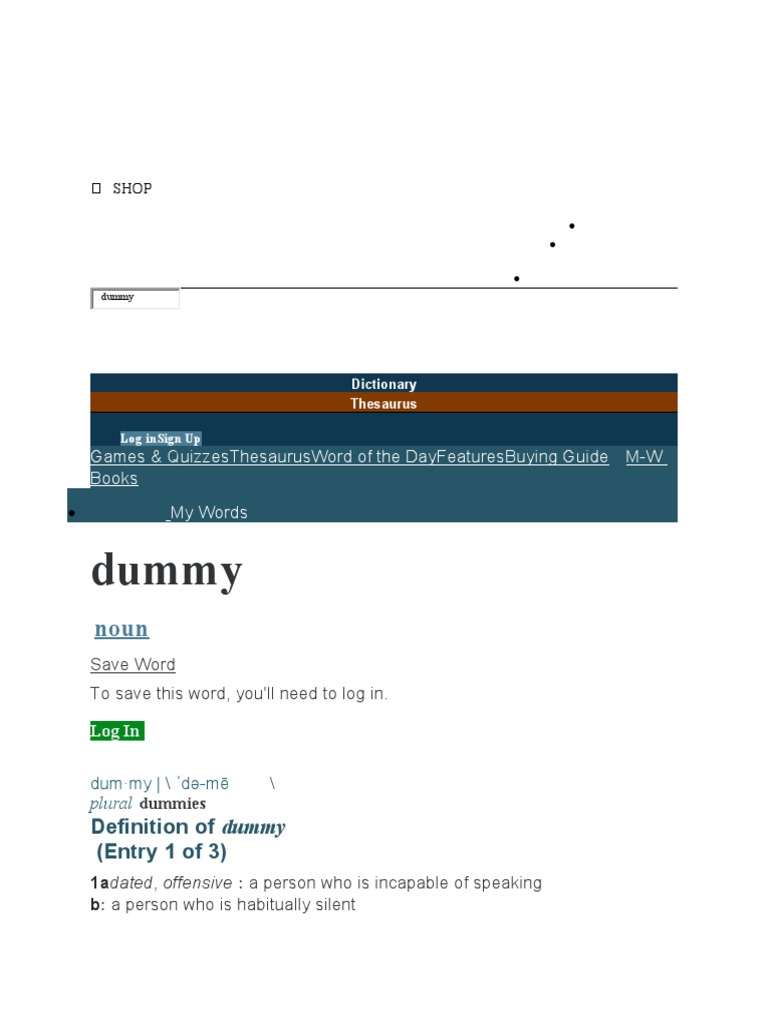 dummy thesaurus