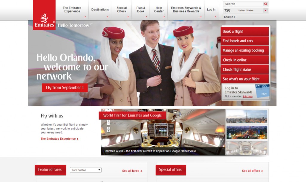 emirates airways website