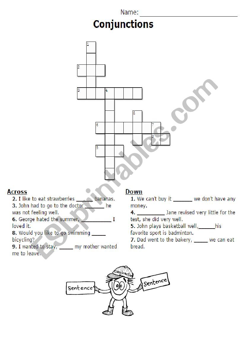 crossword clue conjunction