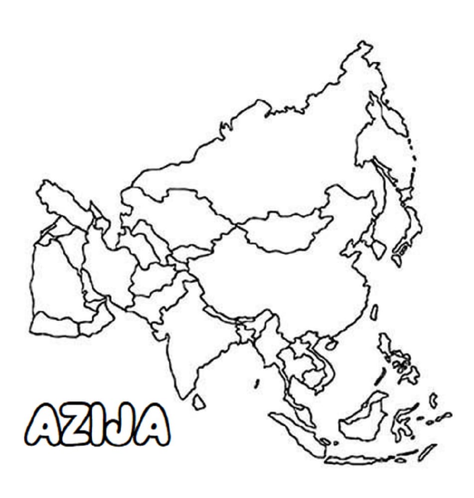 mapa de asia para colorear con nombres