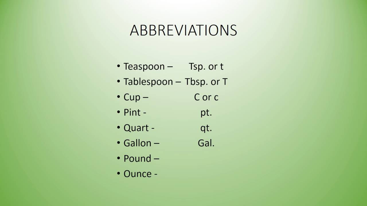 abbreviation for teaspoons