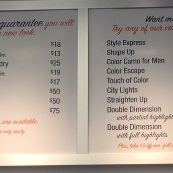 hair cuttery prices for seniors