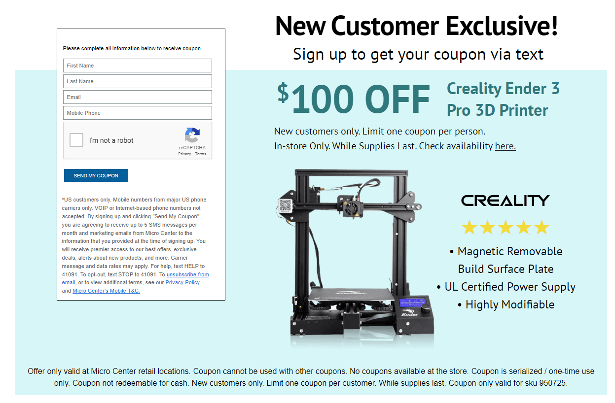 microcenter ender 3 coupon