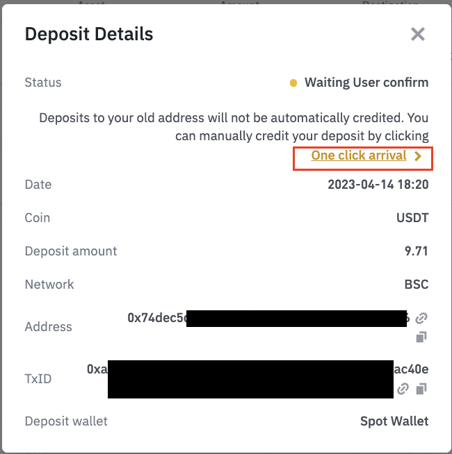 binance deposit address expiring