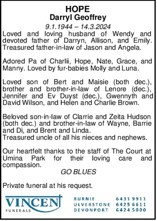 the advocate burnie death notices