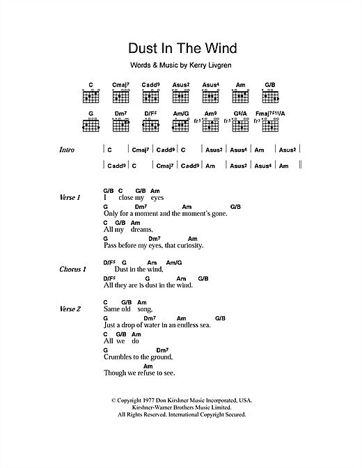 chords of dust in the wind