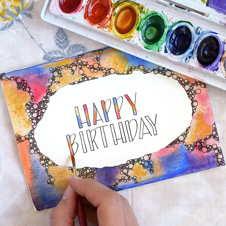 easy diy watercolor birthday cards