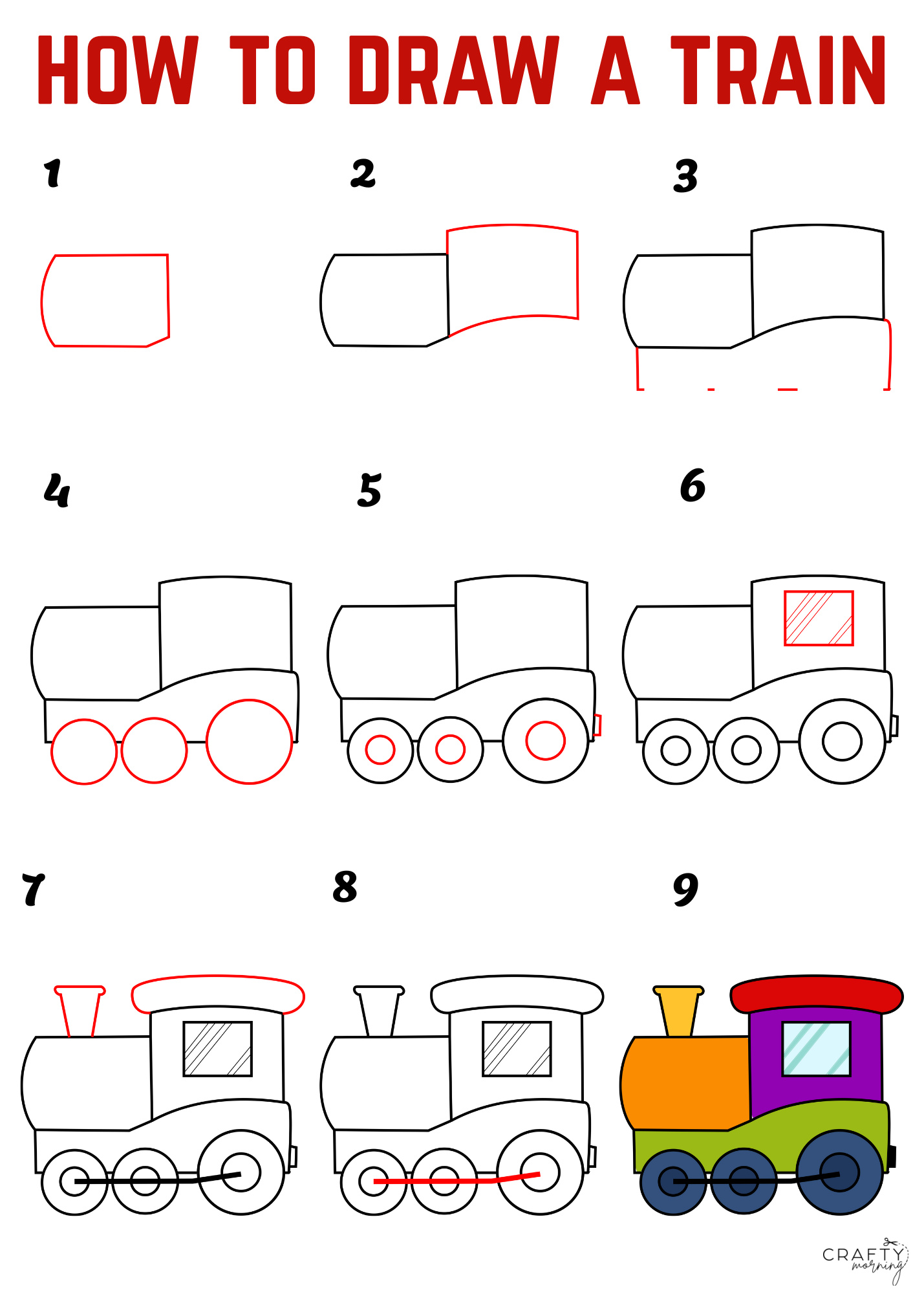 easy simple train drawing