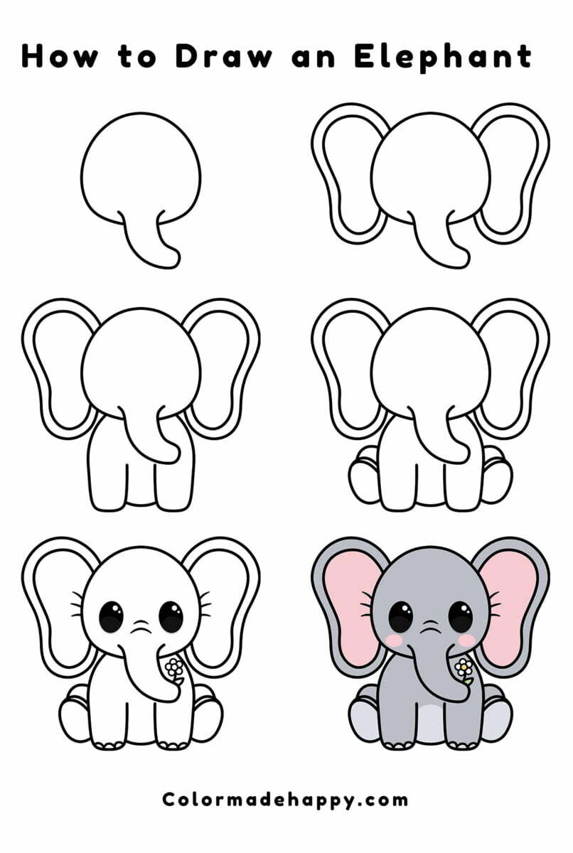 easy way to draw elephant