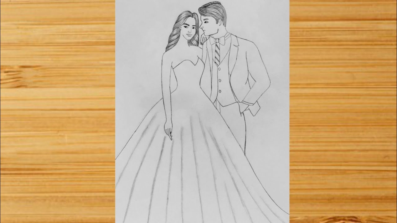 easy wedding couple drawing