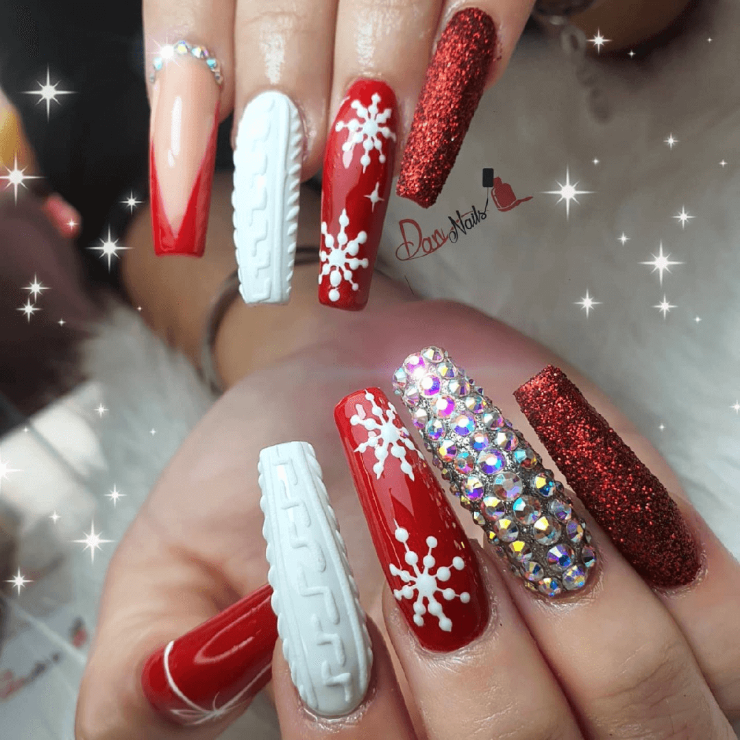 uñas de gel navideñas