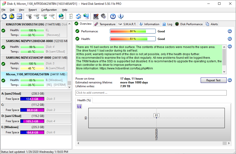 hard disk sentinel bad sector repair