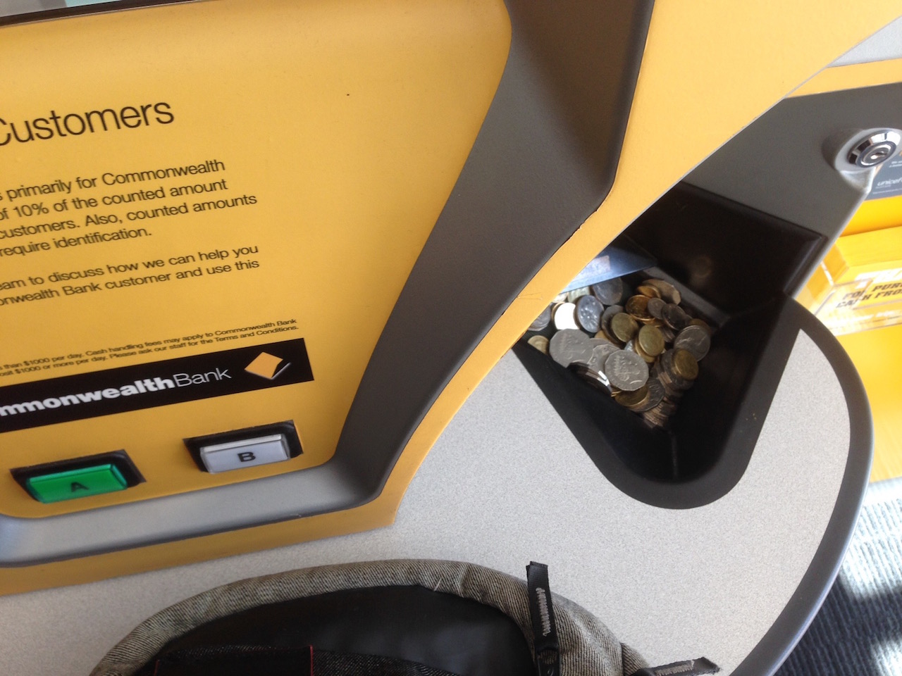 commonwealth bank coin counting machine locations