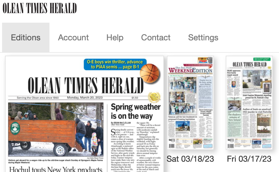 olean times herald newspaper