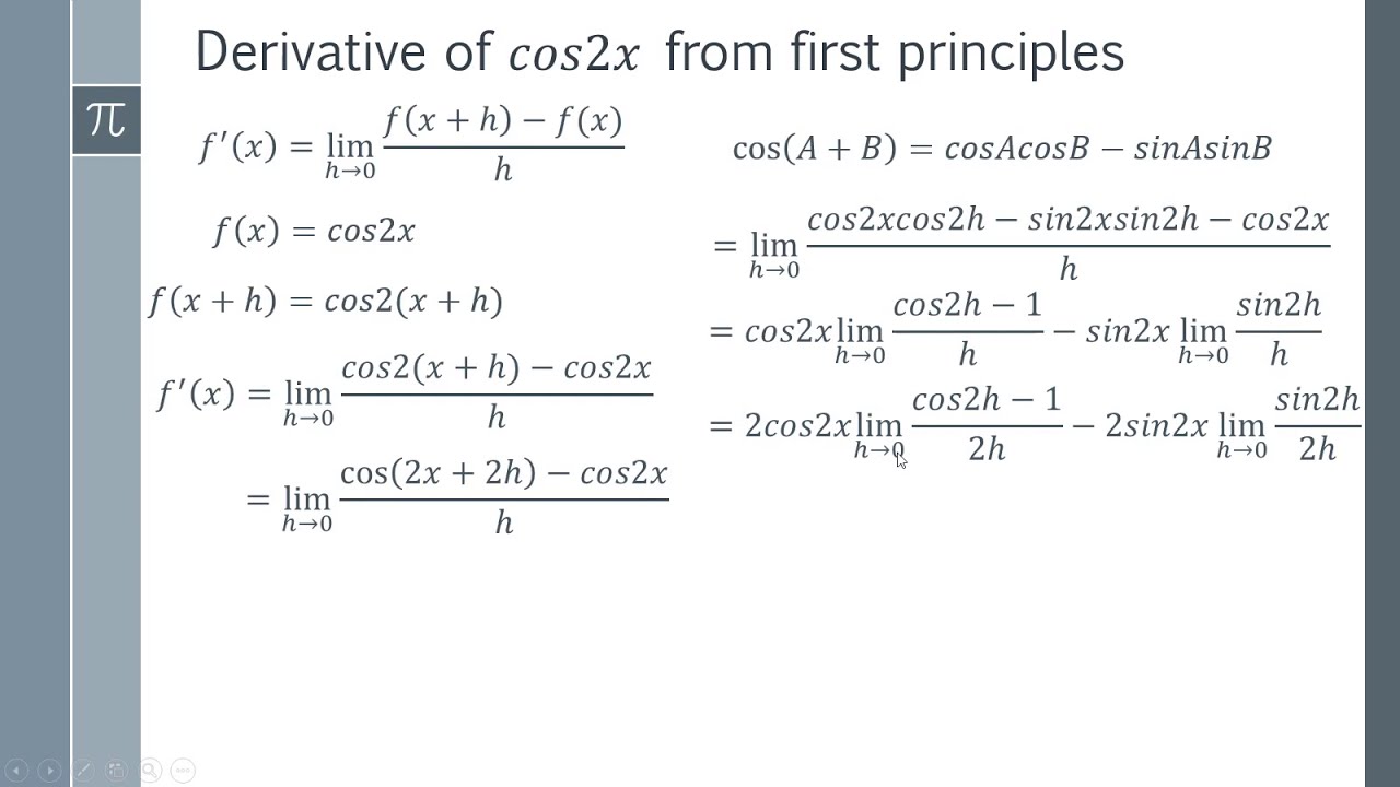 differentiation of cos 2x