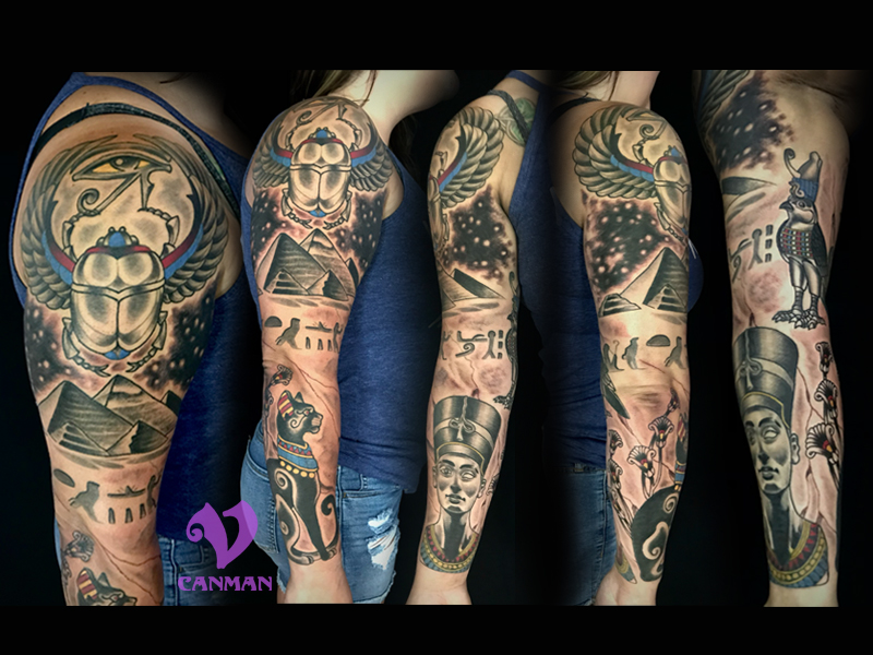 egyptian sleeve tattoo