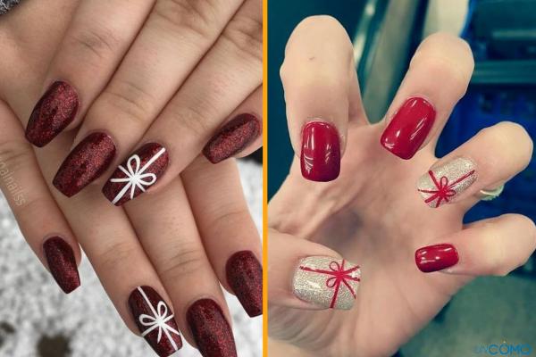 elegantes uñas navideñas sencillas