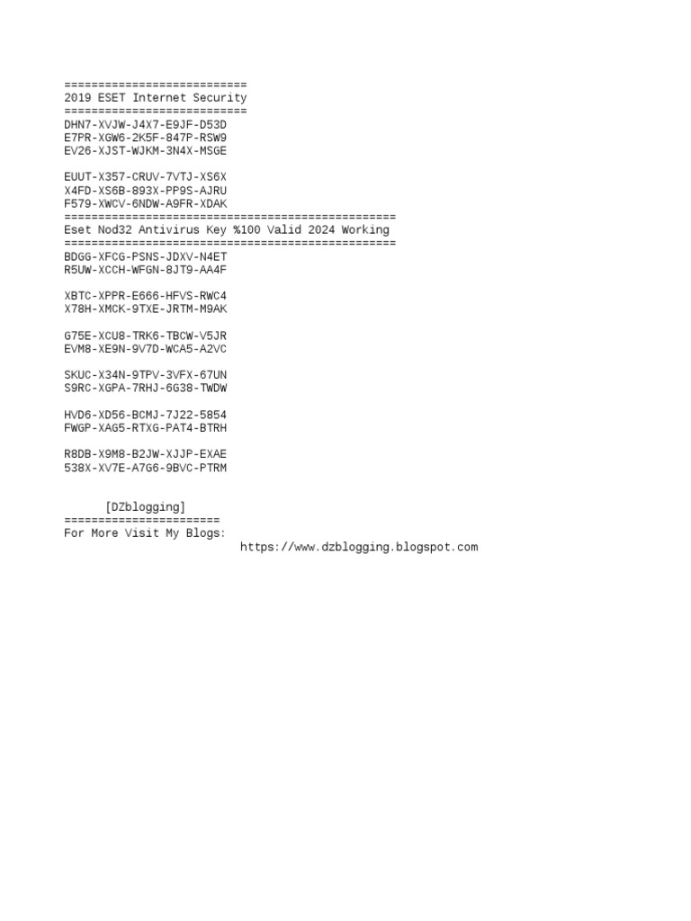 eset key serial