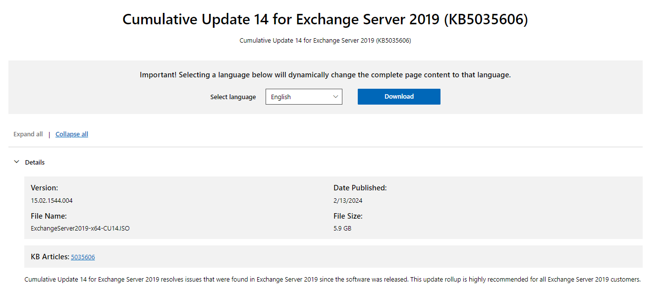 exchange 2019 cumulative updates