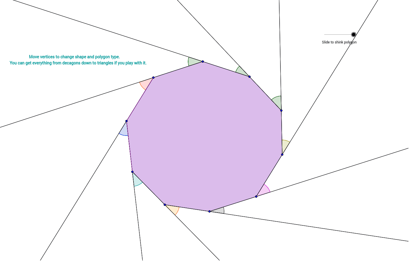 exterior angle of decagon