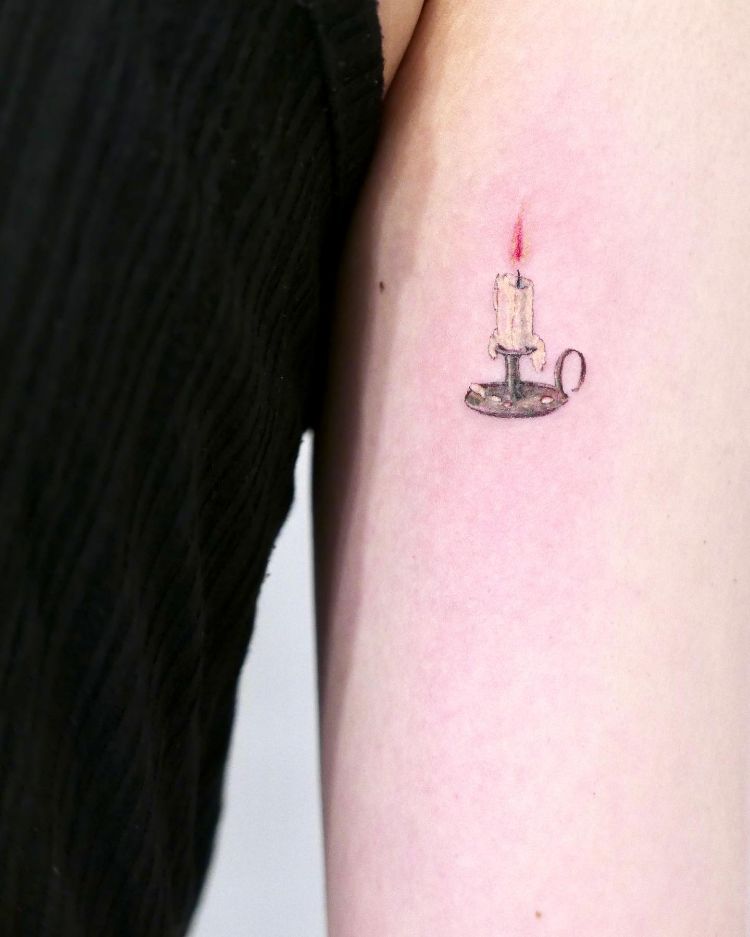 candle tattoo minimalist