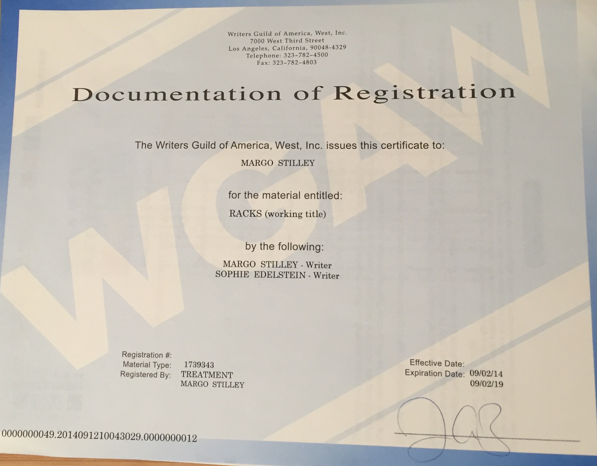wga registration
