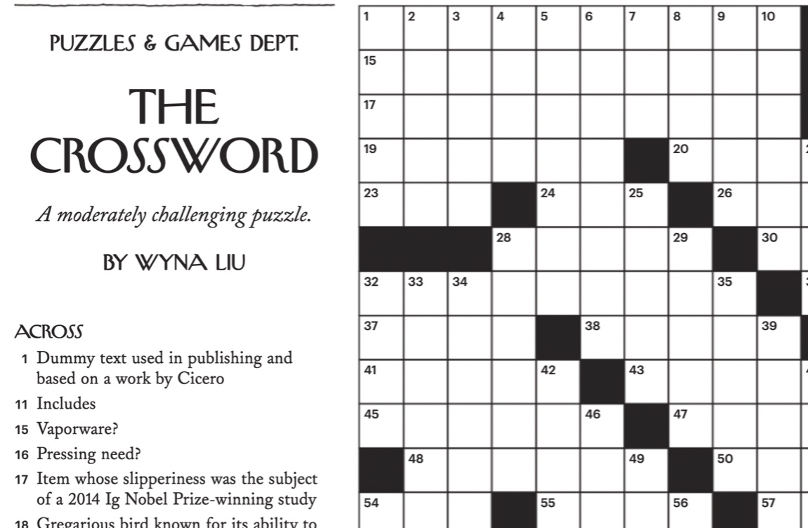 the new yorker crossword