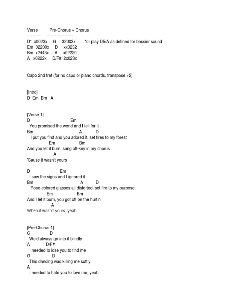 lose you to love me chords