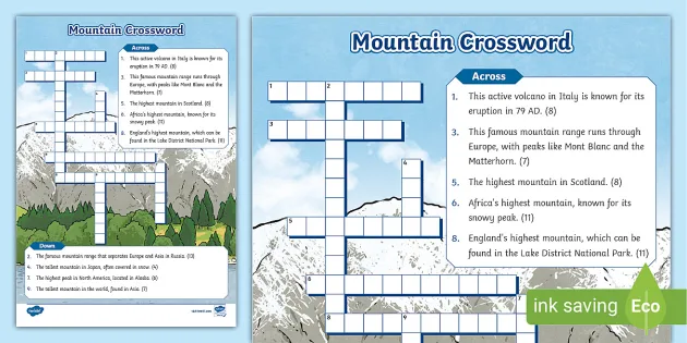 mountain lake crossword