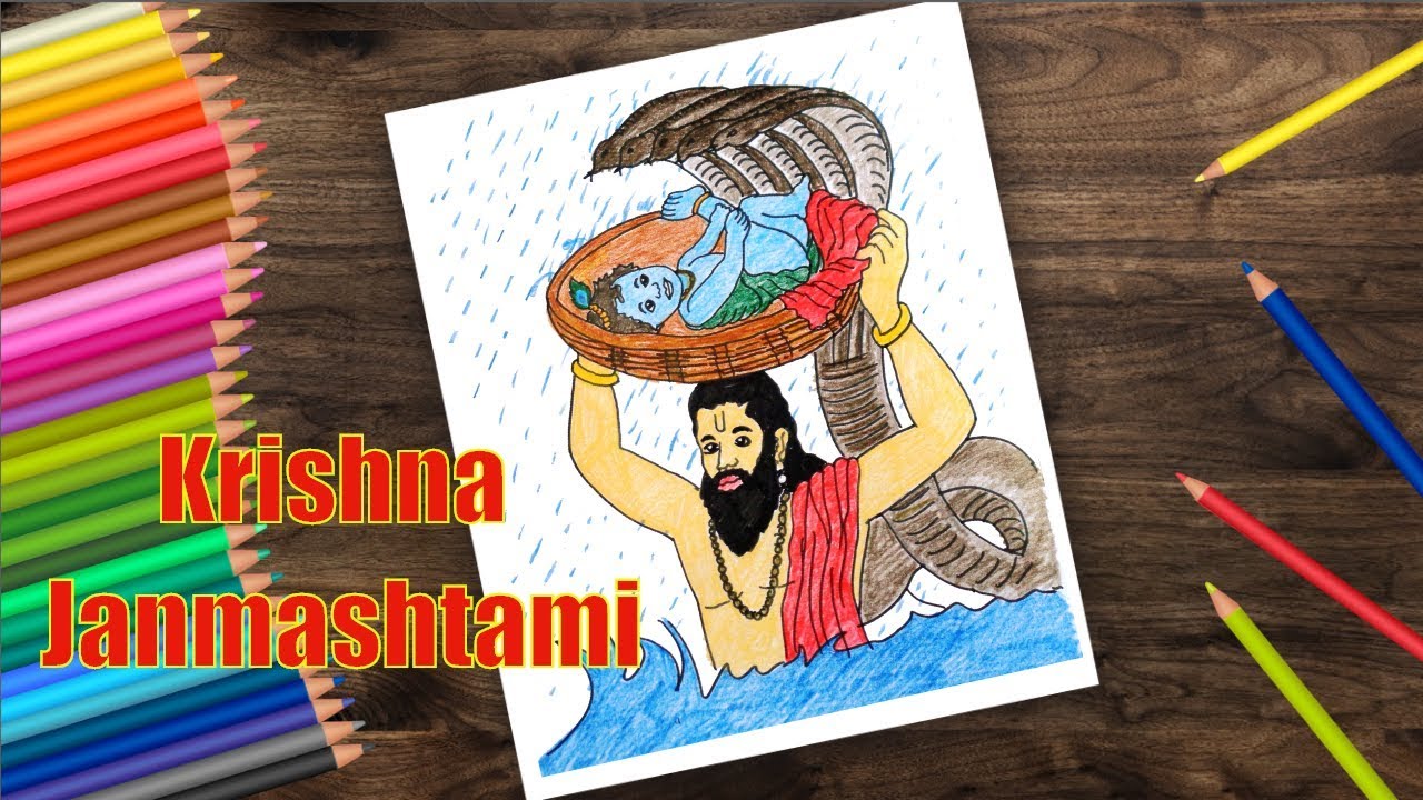 janmashtami scene drawing