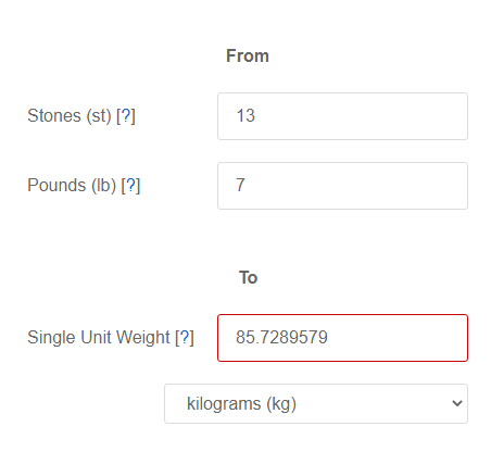 13 stone in lbs