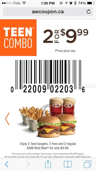 a&w app coupons