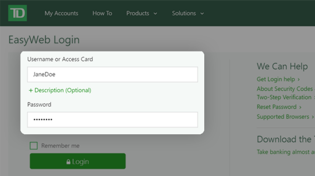 easyweb login td