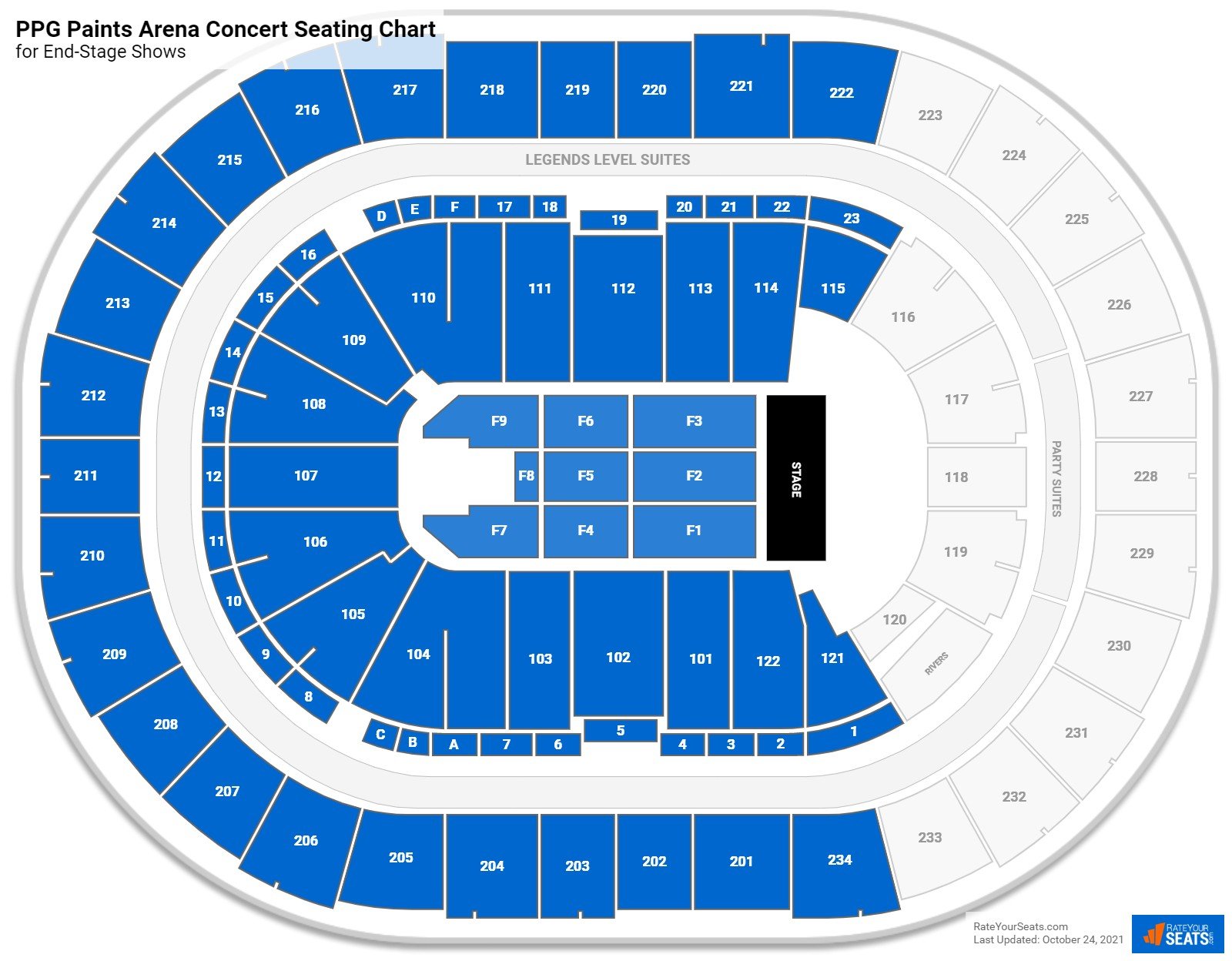 ppg paints arena seating chart