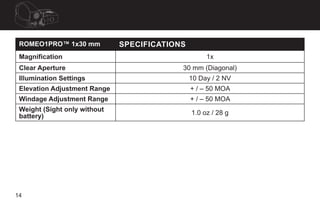 sig romeo 1 pro torque specs